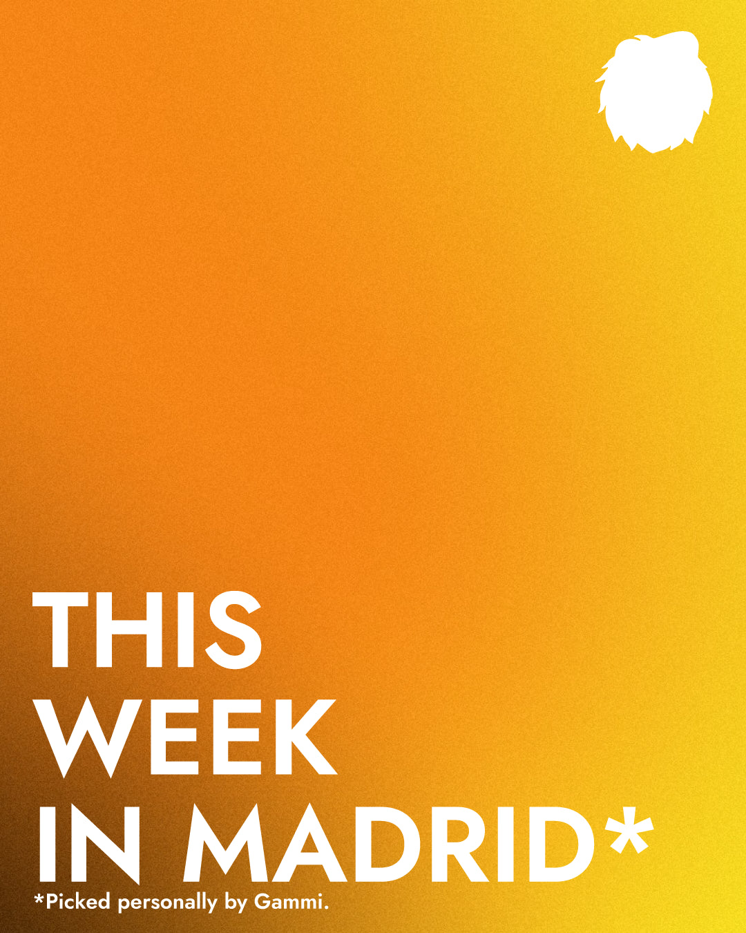 Promotional graphic for 'This Week in Madrid' with a gradient background and a brand logo.